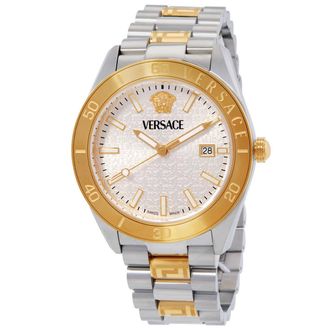 Versace V-Dome Quartz Silver Dial Mens Watch VE8E00424