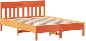 vidaXL Cama Sin Colch&oacute;n Madera Maciza Pino Marr&oacute;n Cera 150x200 Cm Vidaxl
