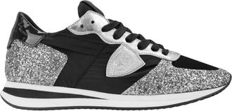 Philippe Model Gelamineerd Leren Glitter Sneakers Dames Vetersluiting - Dames - Sneakers - Zwart - 36 EU - Schoenen