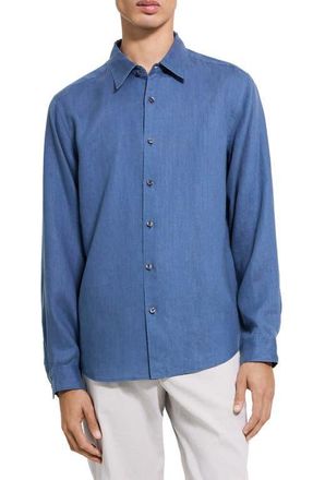 Theory Irving Solid Linen Button-Up Shirt in Bering at Nordstrom, Size Xx-Large