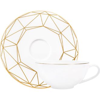 Prouna Gem Cut Gold Tea Cup & Saucer in White at Nordstrom