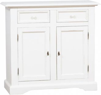 Biscottini International Alcena Country De Madera Maciza De Tilo Acabado Con Efecto Blanco Envejecido 110x45x103 Cm