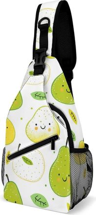Generic Pears Fruit Pattern Mens Shoulder Bags Sling Crossbody Backpack Travel Hiking Chest Bag with Small Side 38x20cm