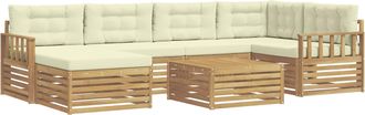 vidaXL Conjunto De Sof&aacute;s De Exterior 7 Uds. Blanco Y Crema Vidaxl