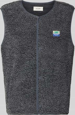 American Vintage American Vintage Straight Fit Weste mit Logo-Patch Modell Hoktown in Anthrazit, Gr&ouml;&szlig;e M/L