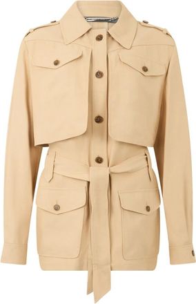 Alberta Ferretti Jas met verstelbare riem - Dames - Zomerjassen - Beige - 2XS - Linnen - Jassen