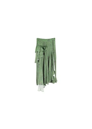 Preen Green ditzy floral crepe asymmetric skirt Size XS