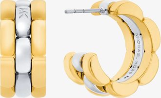 Michael Kors Two-Tone 3-Link Huggie Earrings