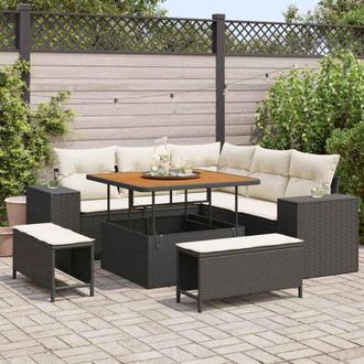 vidaXL Vidaxl - Conjunto De Sof&aacute; De Jard&iacute;n 8 Pcs Negro, Crema 100 X 100 X 71 Cm