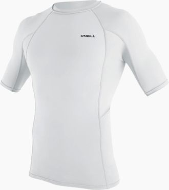 O'Neill Mens ONeill Mens Basic Skins Short Sleeve Rash Guard - White - Size: 36