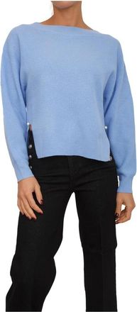 Liu Jo Wollen trui met kasjmier - Dames - Ronde hals truien - Blauw - L - Wol - Truien & Vesten