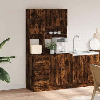 Berkfield Home Kitchen Cabinet Smoked Oak 95x50x180 cm Engineered Wood in Brown | Size: 95 x 50 x 180 cm
