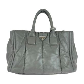 Prada Pre-owned Handbags, female, Gray, Size: ONE SIZE Pre-owned Leather Nappa Bomber Handbag