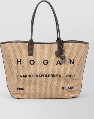 Hogan medium raffia tote bag