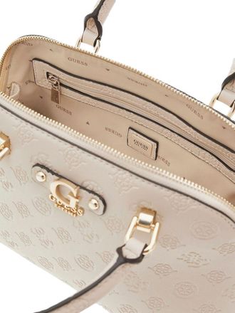 Guess Womens Handbag Light Taupe Logo Polyurethane Bags - Satchel-Bags