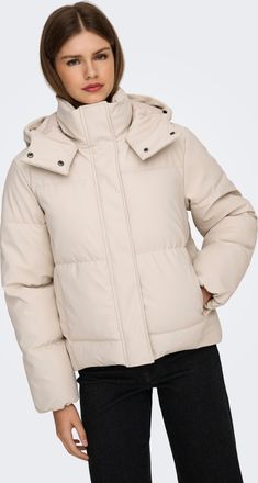 Only Steppjacke ONLY ONLAGNES COATED PUFFER JACKET OTW, Damen, Gr. XS, pumice stone, Steppware, Obermaterial: 100% Polyester, unifarben, normal, Jacken Ste