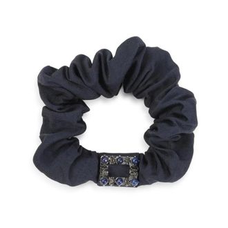 Roger Vivier Accessoires, Dames, Blauw, ONE Size, Katoen, Versierde Scrunchie