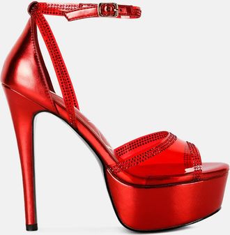 London Rag Cinderella Rhinestones Embellished Stiletto Platform Sandals