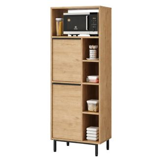 Dmora Aparador Uta, Alacena 7 Estantes, 2 Puertas, 9 Compartimentos, 160x36x45h Cm Roble Marr&oacute;n