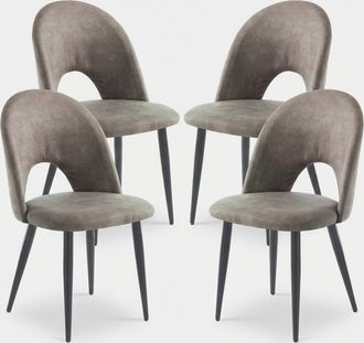 Oresteluchetta Juego De 4 Sillas De Cocina Modernas Tapizadas En Cuero Sint&eacute;tico Envejecido Bounty Old Stock - Gris