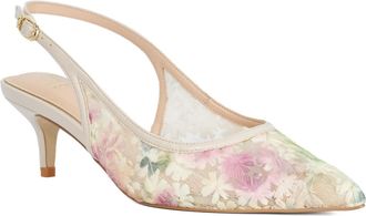 Dune London Womens Ladies Chamomile - Floral Sling-Back Kitten Heels - Multicolour Fabric - Size UK 7