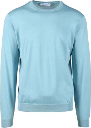 FILIPPO DE LAURENTIIS Katoenen Stijlvolle Maglia Shirt - Heren - Ronde hals truien - Blauw - XL - Katoen - Truien & Vesten