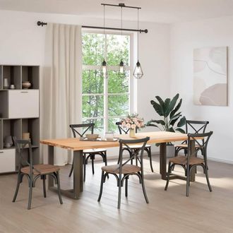 Berkfield Home Dining Table Legs T-Shaped&not;2 pcs Natural Steel 80x35x(72-73) cm Steel in Dark Grey