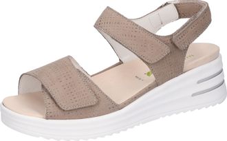 Waldl&auml;ufer Keilsandalette WALDL&Auml;UFER H-DINA, Damen, Gr. 7 (40,5), beige, Nubukleder, Schuhe Keilsandalette, Sommerschuh, Sandale, Keilabsatz, in Komfortweite H (