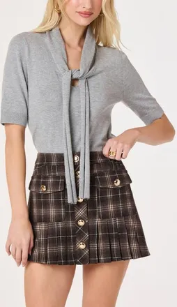 ASTR the Label Agatha Tie Neck Sweater in Heather Grey at Nordstrom, Size X-Small