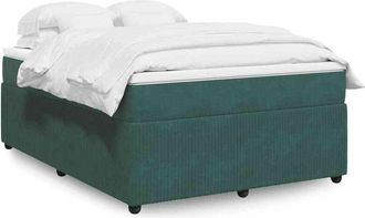 vidaXL Cama Box Spring Con Colch&oacute;n Terciopelo Verde Oscuro 140x200 Cm Vidaxl