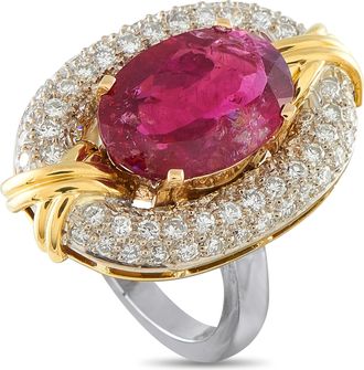 Luxury Bazaar 18K Yellow Gold 1.60ct Diamond and Rubellite Ring MF19-080326