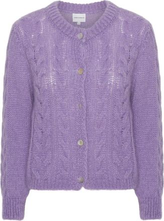 Americandreams Frankie Kabel Gebreid Vest - Dames - Vesten - Paars - L - Wol - Truien & Vesten
