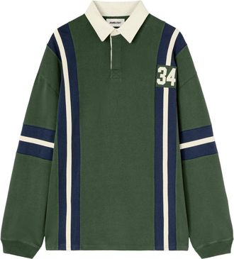 AMBUSH striped rugby polo shirt - men - Cotton - L - Green
