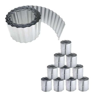 PRIMROSE Galvanised Metal Garden Lawn Wavy Edge Border Edging Roll in Silver | Size: 10 Pack