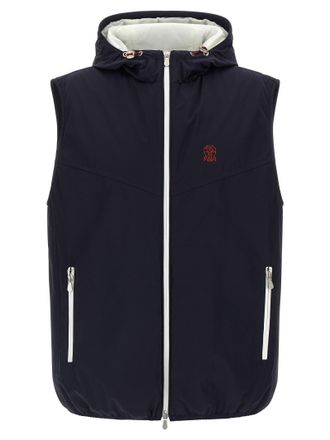 Brunello Cucinelli Hooded Vest Gilet Blue