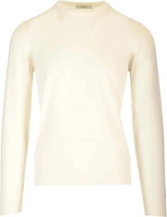 Mauro Ottaviani Crewneck Sweater - Heren - Ronde hals truien - Wit - 2XL - Wol - Truien & Vesten