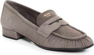 Prada Ruched Penny Loafer in Grafite at Nordstrom, Size 37.5