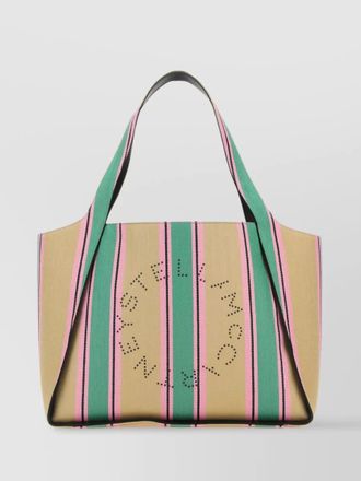 Stella McCartney raffia striped logo tote bag