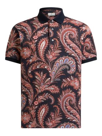 Etro paisley-print cotton polo shirt - men - Cotton - XXXL - Black
