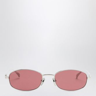 Gucci Silver/red oval sunglasses