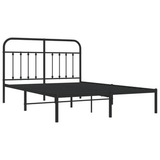 vidaXL Estructura Cama Sin Colch&oacute;n Con Cabecero Metal Negro 140x190 Cm Vidaxl