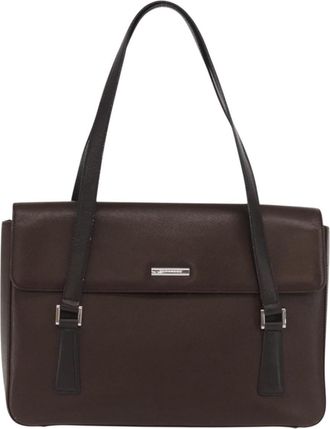 Burberry Vintage Handbag Leather Brown Leather Handbag (Pre-Owned)