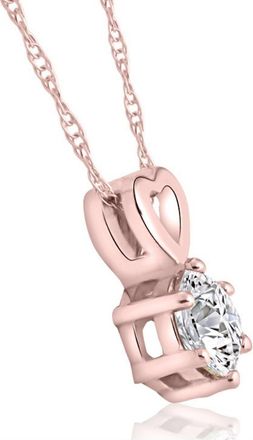 Pompeii3 1/2Ct Diamond Solitaire Heart Pendant Necklace in White, Yellow, or Rose Gold