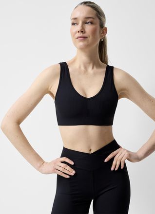 I.FIV5 Womens Rib-stripe V-neck sports bra Medium to high-impact support