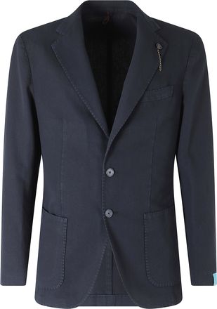 Santaniello Blue Ice Cotton Gabardine Single-Breasted Jacket