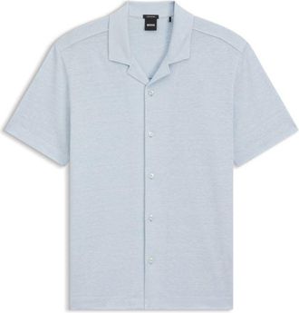 BOSS Regular-fit shirt in cotton and linen