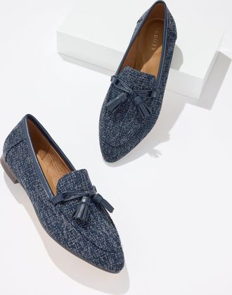 Talbots Kacey Tassel Loafers - Navy Blue/ Ivory - 10 1/2 M Talbots