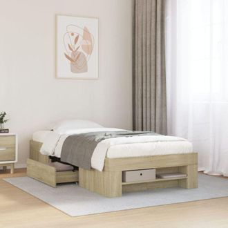 vidaXL Estructura De Cama Sin Colch&oacute;n Madera Roble Sonoma 100x200 Cm Vidaxl