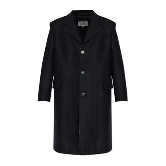 Maison Margiela Woljas met rafelafwerking - Heren - Mantel - Zwart - L - Wol - Jassen