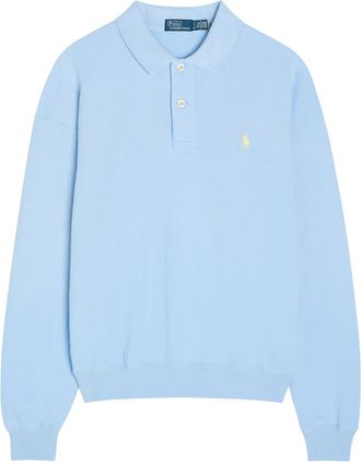 Polo Ralph Lauren Logo-embroidered Cotton-blend Polo Sweatshirt - Light Blue - S (UK8-10 / S)